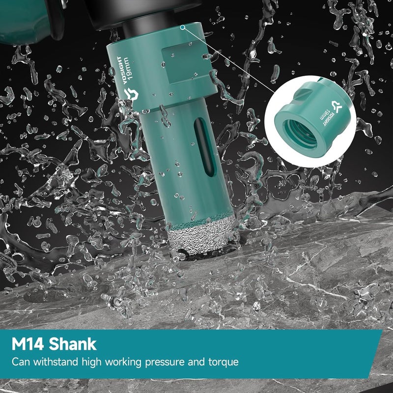 YOSIGHT 3/4 Inch Diamond Hole Saw - 19 mm M14 Shank Diamond Core Drill Bit for Angle Grinder, Dry/Wet Hole Opener, Ideal for Tile Granite Marble Glass Ceramic Brick Stone - Image 4